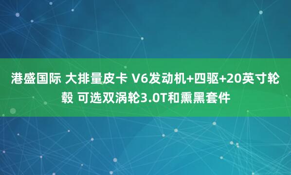 港盛国际 大排量皮卡 V6发动机+四驱+20英寸轮毂 可选双涡轮3.0T和熏黑套件