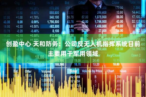 创盈中心 天和防务：公司反无人机指挥系统目前主要用于军用领域