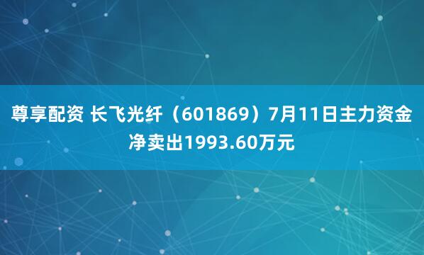 尊享配资 长飞光纤（601869）7月11日主力资金净卖出1993.60万元