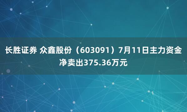 长胜证券 众鑫股份（603091）7月11日主力资金净卖出375.36万元